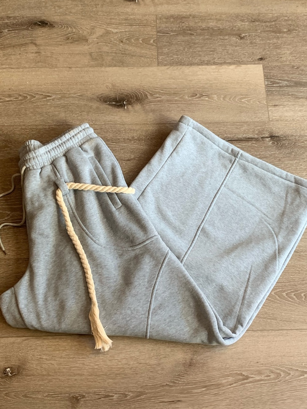Classic Gray Fleece Joggers with Rope Drawstring